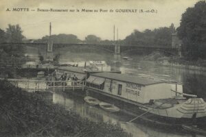 CP bateau-restaurant Motte Rive D en aval du Pont vers 1913