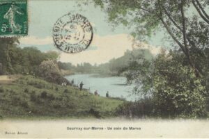 colorisé semi aquarelle 1909 un coin de Marne edition Arnout