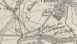 cette carte retrospective montre la seigneurie de Gournay tel qu'elle était en 1815, à la mort de Louis XIV. C'est à dire plusieurs années avant que le nouveau châtelain de Gournay-sur-Marne, le Sieur Claude Élisée de Court n'ait transformé entre 1720 et 1726 son parc, les implantations du bac et le cours du Bras Saint Arnoult