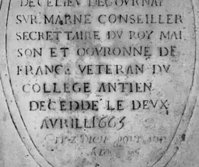 dalle funéraire etpitaphe Etienne Levassor 1665